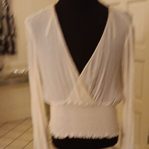 Chic Cream V-Neck Blouse